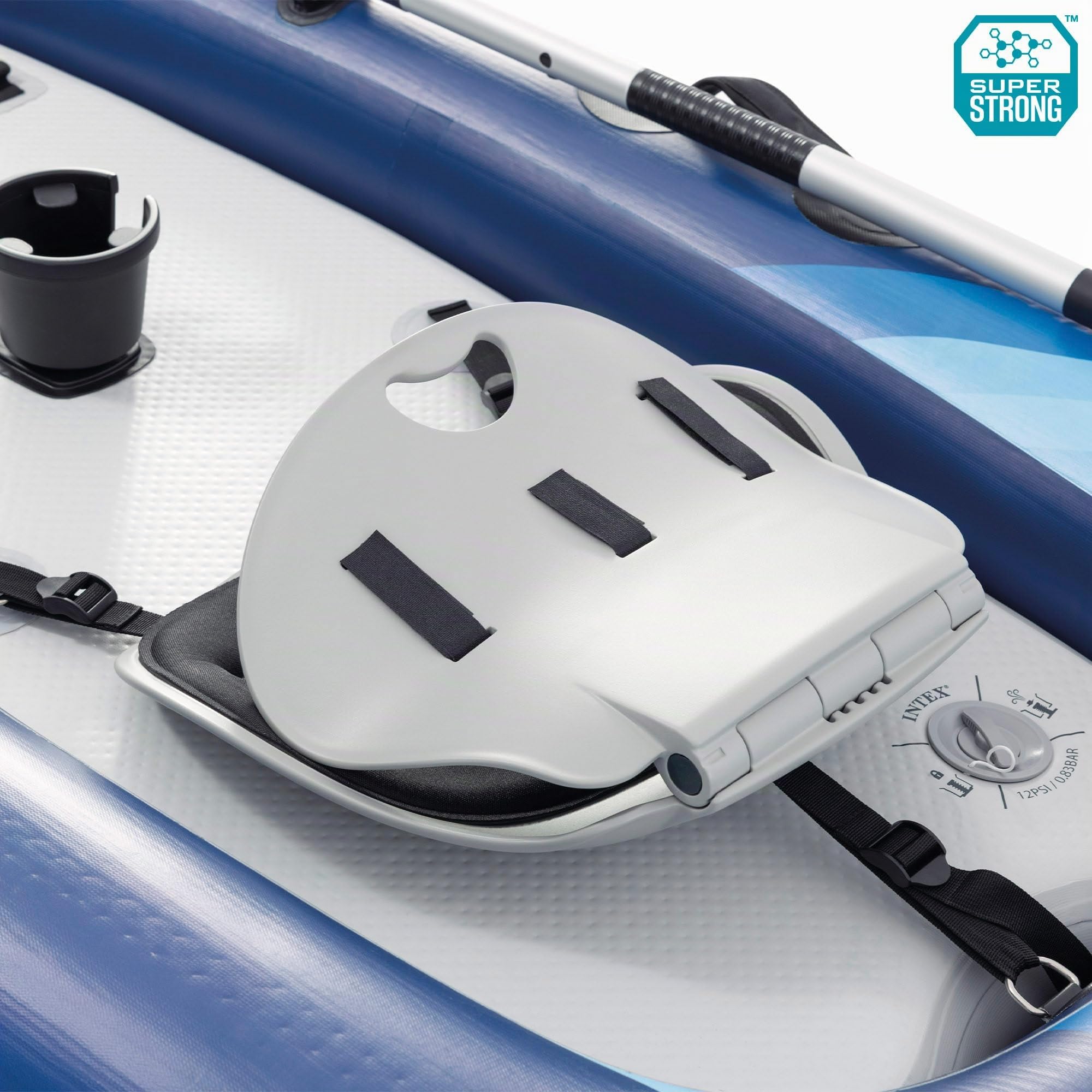 Intex Tabla Paddle Surf Kayak Hinchable, Base Antideslizante, Bomba de hinchado con manómetro, Quilla extraíble, Remo Desmontable Aluminio, Pesca o recreo