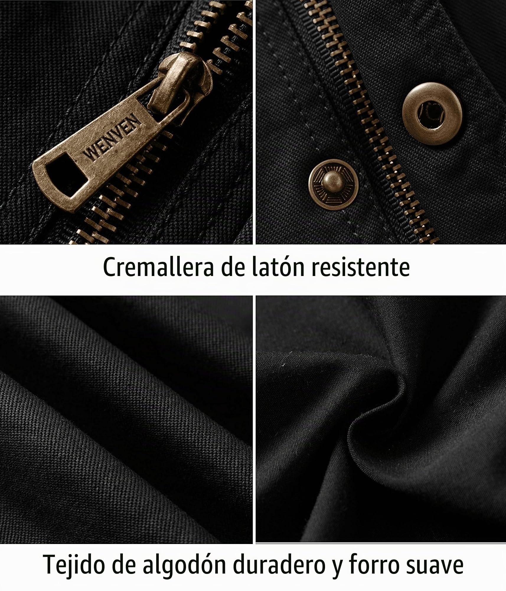 WenVen Chaqueta Clásica Aire Libre Cazadora Hombre Militar Entretiempo Chaqueta | Algodón,Clásica,Informal,Caliente,Fina,Joven,Vaquera,Cuello Alto,Primavera Otoño,para Exterior, Paseos, Senderismo,uso Diario