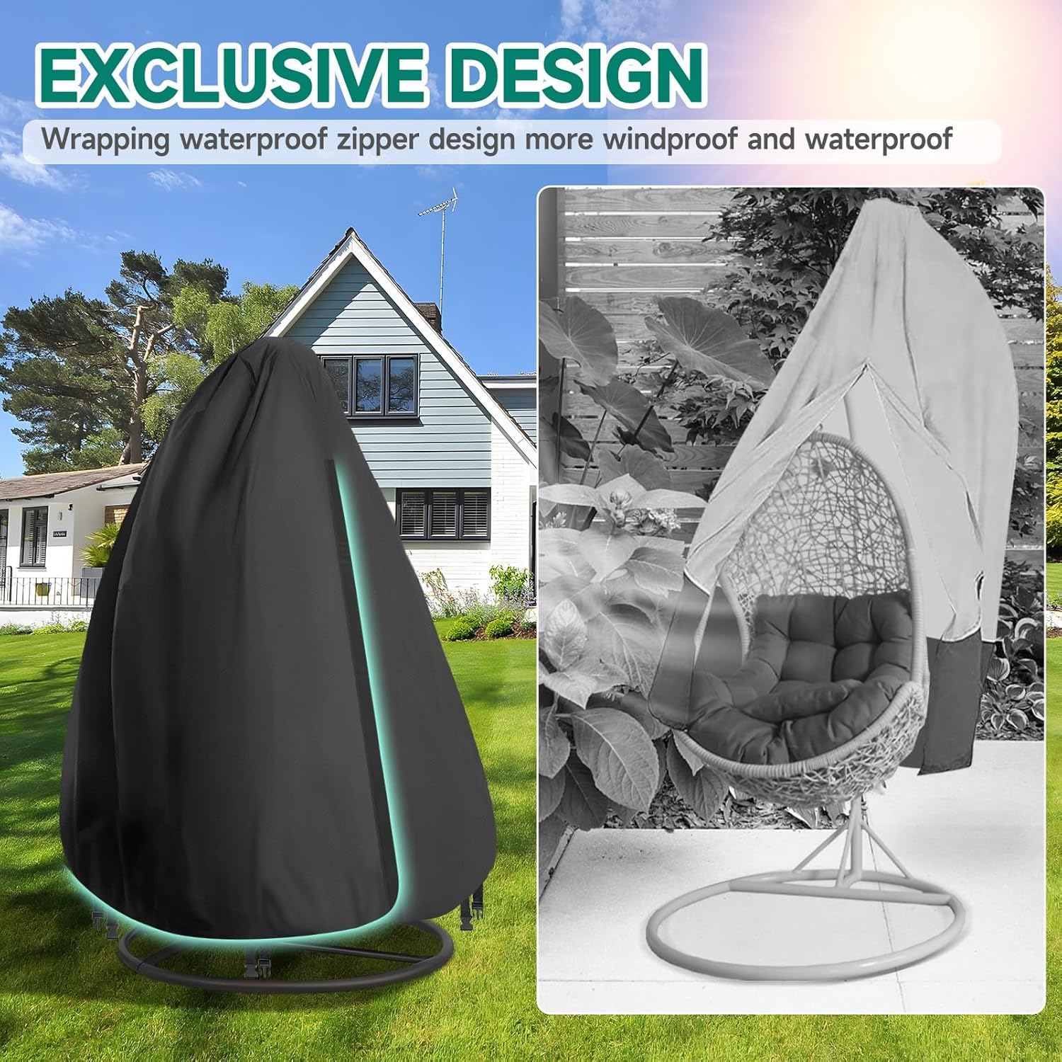 Pokrowiec ochronny na fotel wiszący 210D, tkanina Oxford, pokrowiec ochronny na fotel wiszący, pokrowiec ochronny na fotel wiszący, pokrowiec ochronny na fotel swing Egg Chair Cover ze