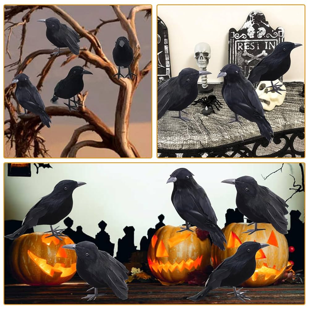 Halloween Krähen Dekoration - Realistische Raben Für Grusel-Party