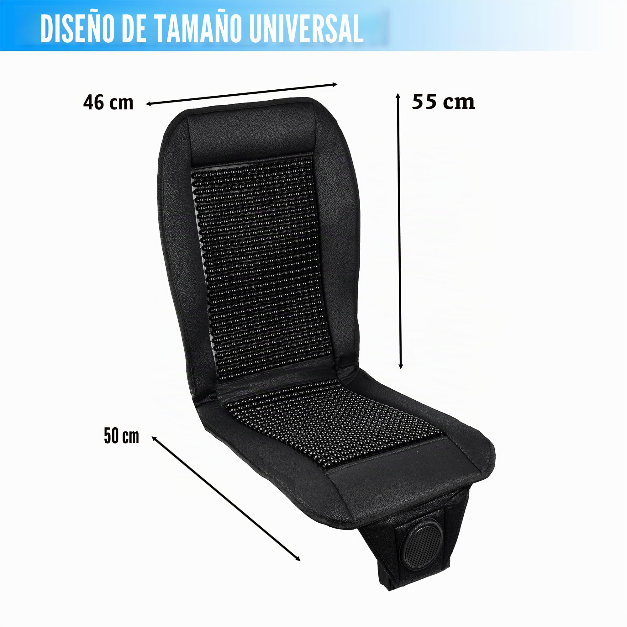 Funda de asiento de coche con cuentas de refrigeración y masaje, funda de asiento con cuentas de madera negra con almohadilla de refrigeración de asiento de coche de 12 V, temperatura ajustable