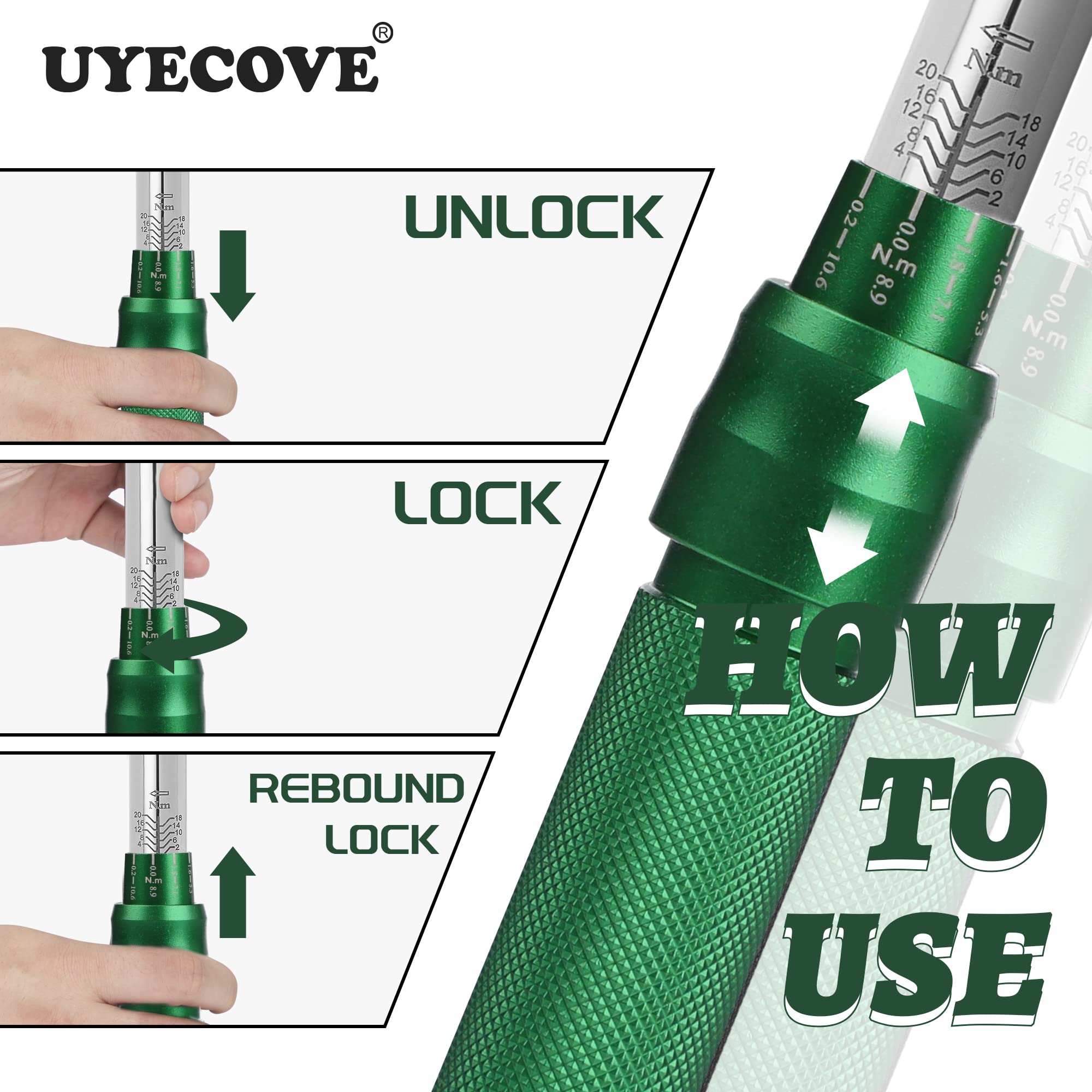 Amazon | UYECOVE 1/4インチ ドライブトルクレンチセット 2-20Nm 13