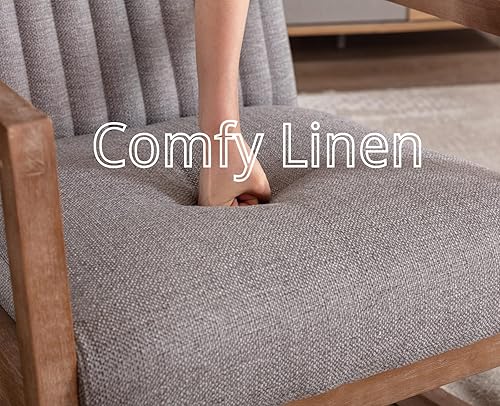 Miniatura 5 de CIMOO 3507 - Sillón mecedor para guardería, de mediados de siglo, moderno, reclinable, cómoda, sillón para dormitorio, sala de estar, color gris