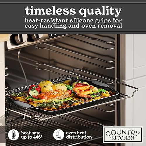 Miniatura 123 de Country Kitchen Juego de utensilios para hornear apilables antiadherentes, resistentes, duraderos, de fácil liberación, color rojo, 10