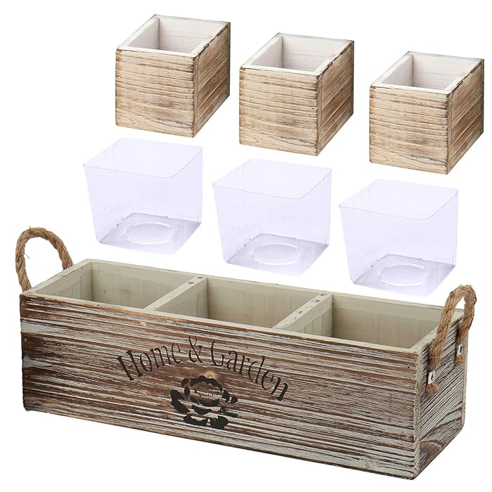 Buy Wooden Planter Boxes Long Rectangular Planter with Multiple