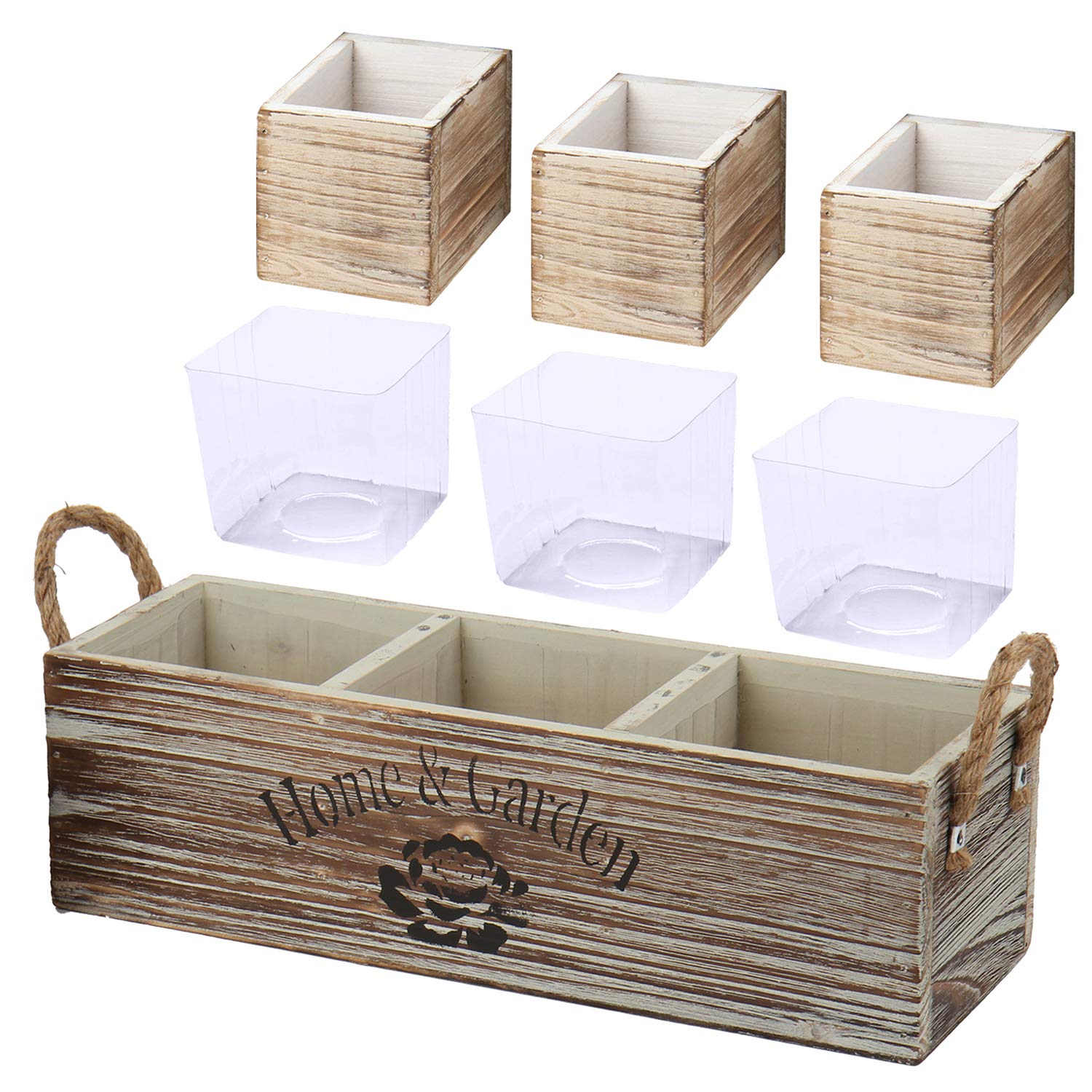 Buy Wooden Planter Boxes Long Rectangular Planter with Multiple