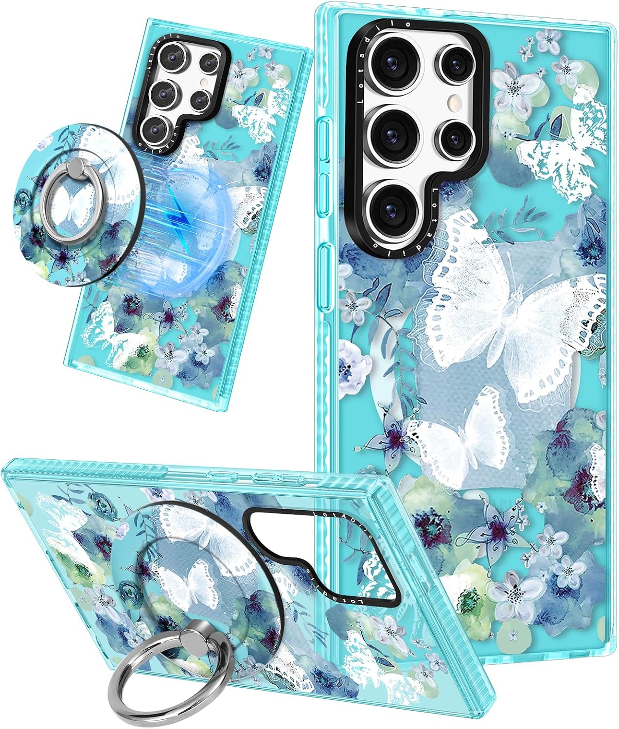 Lotadilo for Samsung Galaxy S25 Ultra Case for Women, Ink Butterfly
