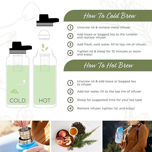 Miniatura 2 de The Tea Spot Juego de vasos de té de agua de edición limitada, botella de viaje con infusor de té para té de hojas sueltas, 32 onzas, elegante