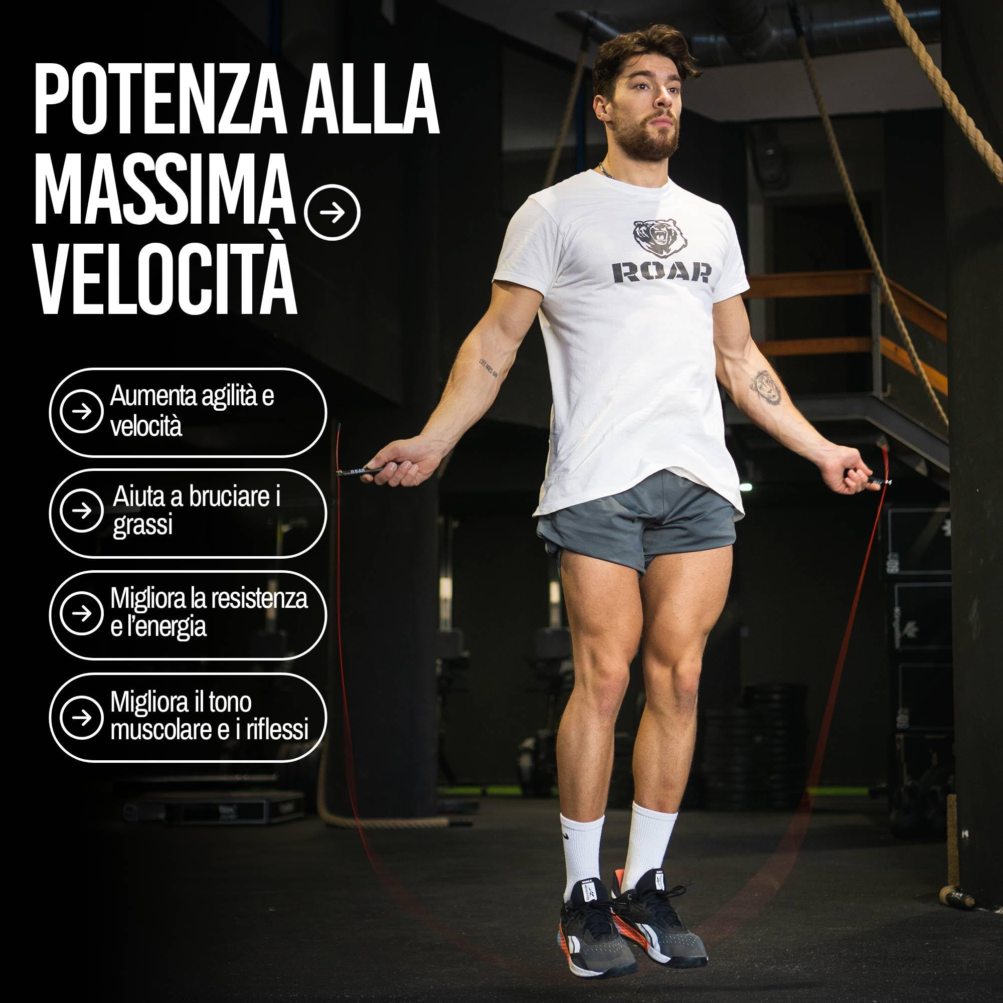 Roar® Corda Per Saltare Professionale, Crossfit, Boxe, Allenamento Veloce, Jumping Speed Rope