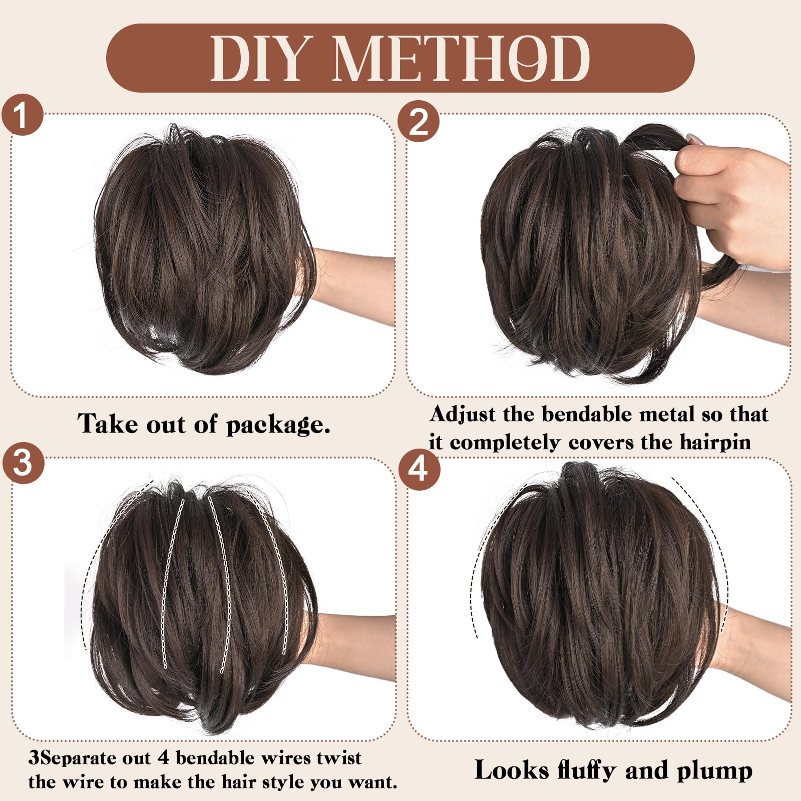 MFDYMYGS Messy Bun Hair Piece Claw Clip, Messy Bun Hair Piece with Bendable Metal - Image 3