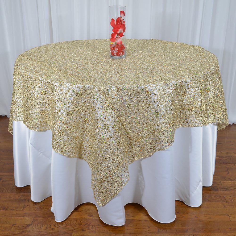 Champagne Chemical Lace Overlay 72" x 72"
