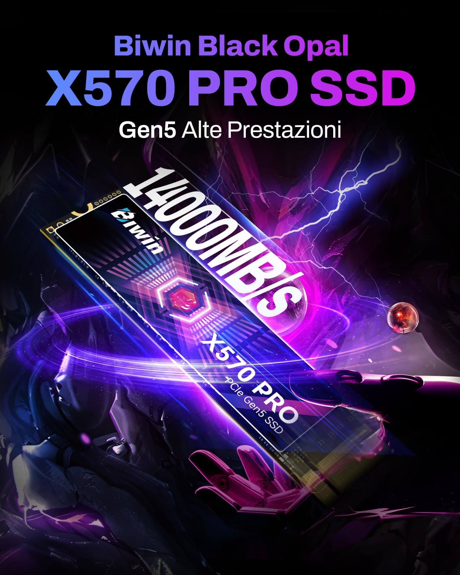 BIWIN Black Opal X570 PRO 1TB SSD Gen5×4 Velocidade de leitura até