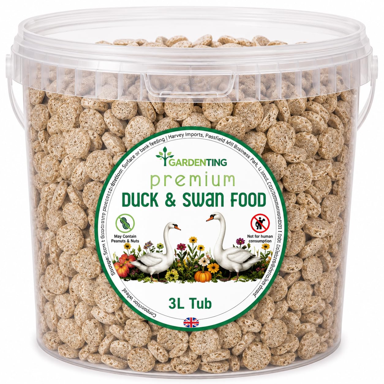 Garden Ting Premium Duck and Swan Food, 3 Litre Tub
