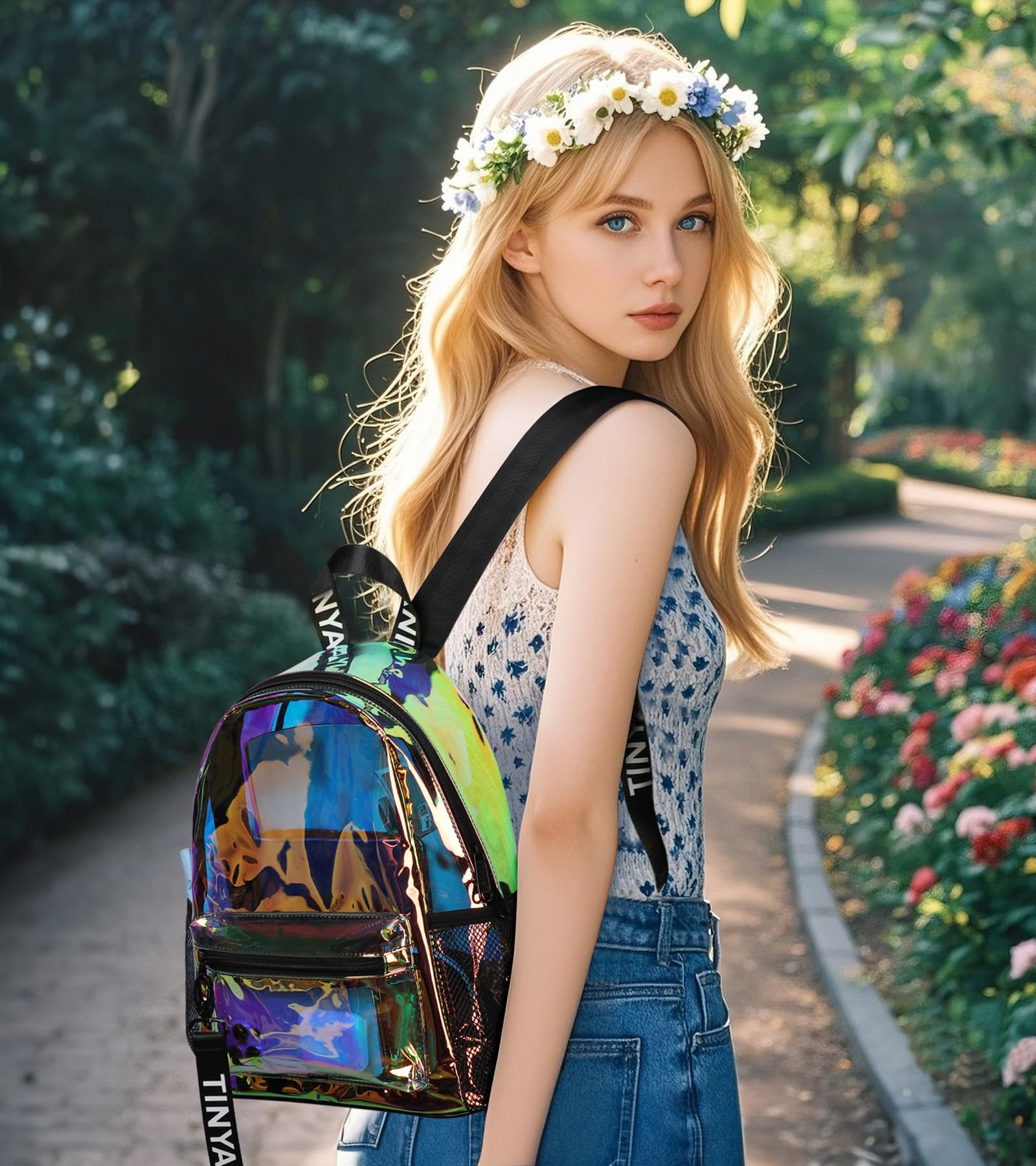 TINYAT Zaino trasparente resistente per scuola, concerti, sport, viaggi e uso quotidiano