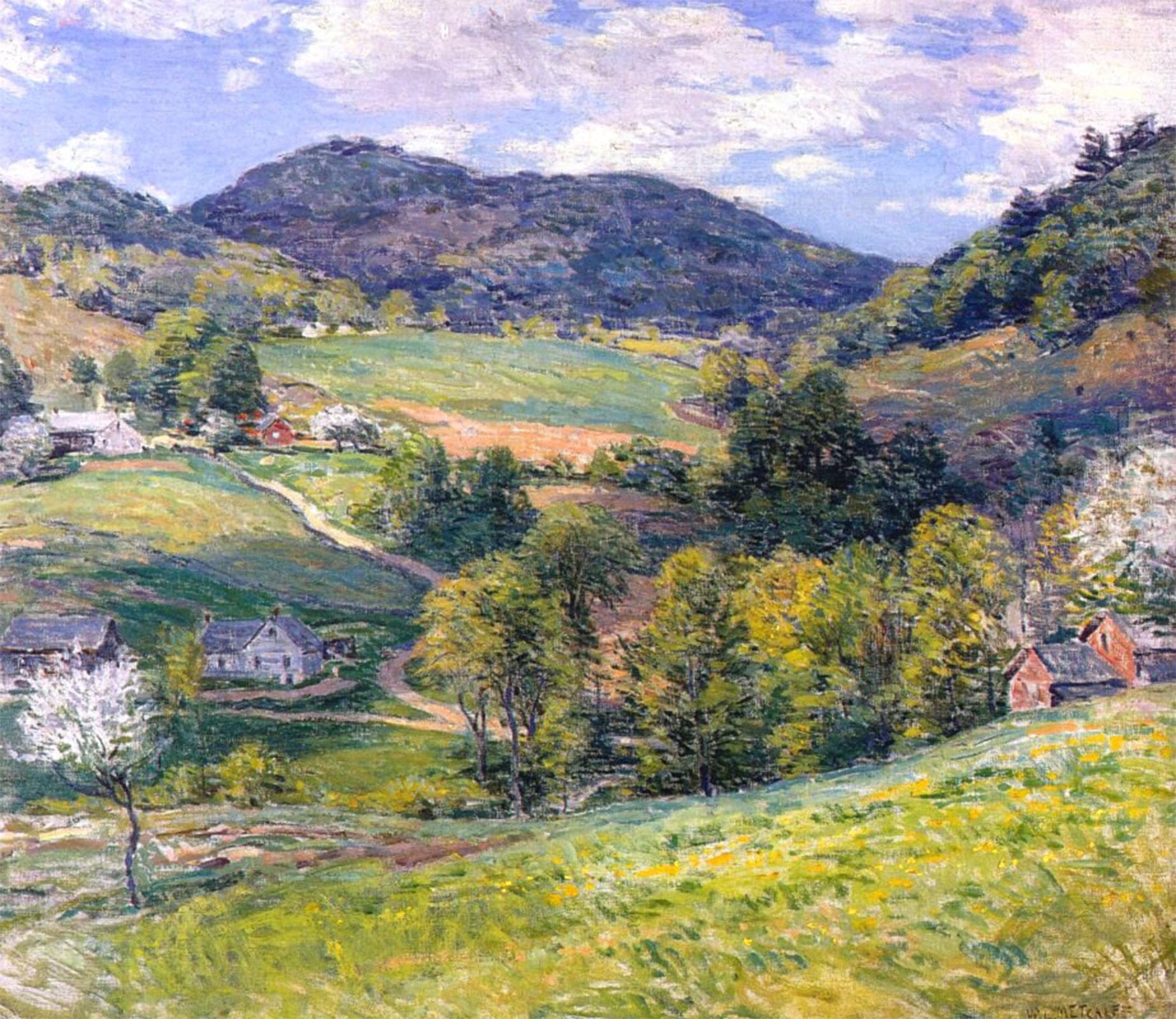 ARTXLXXBN Famous Prints Artwork Pictures Poster Painting Art Spring in the Valley Willard Leroy Metcalf Artwork Landscape Pictures for Home Decor 60x90cm