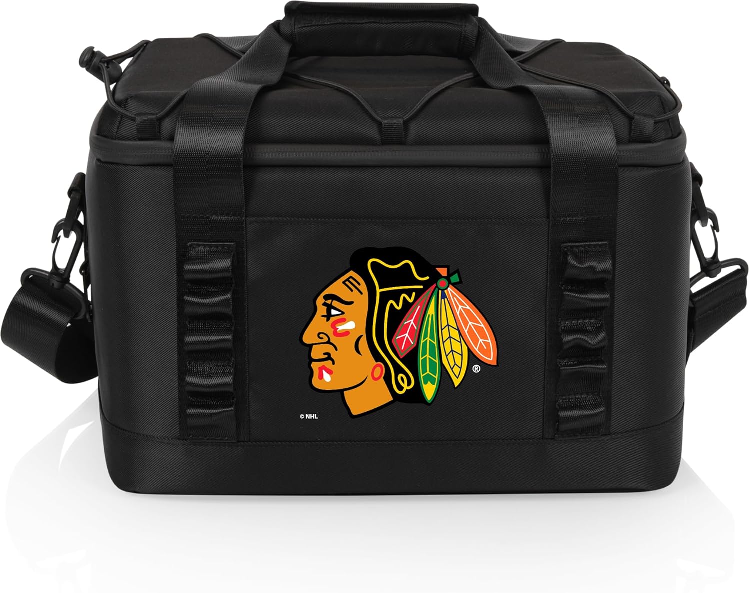 PICNIC TIME NHL Chicago Blackhawks Tarana Superthick Cooler Bag with Shoulder Strap, 12 Can Insulated Soft Cooler, Beach Cooler, Insulated Camping Cooler, Picnic Cooler, (Black)