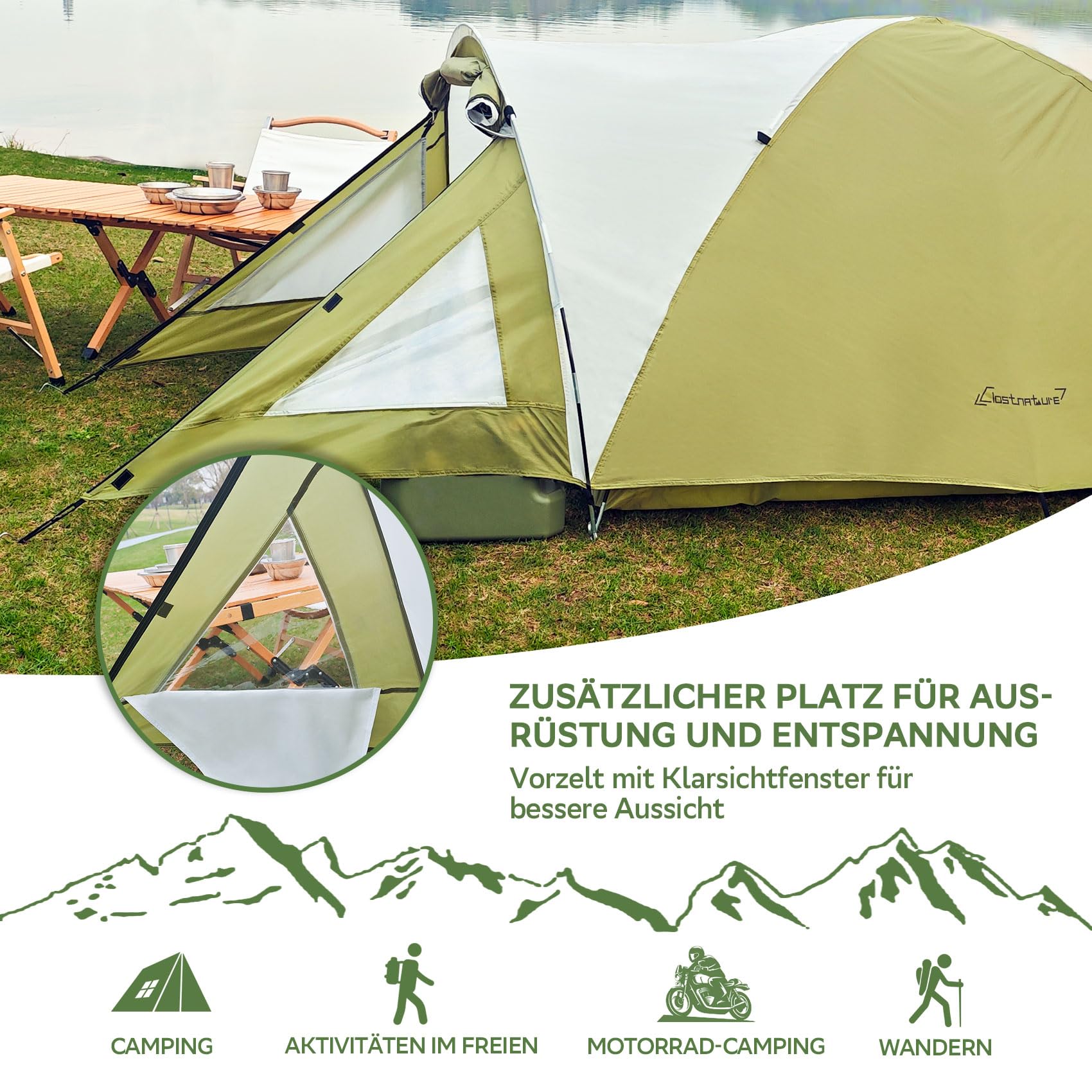Clostnature Camping Zelt 2 Personen - 2 Mann Zelt Wasserdicht mit Vorraum, Leicht und Kompakt mit kleinem Packmaß, 3-4 Saison Doppelwandig Campingzelt für Outdoor-Abenteuer, Kuppelzelt mit Moskitonetz