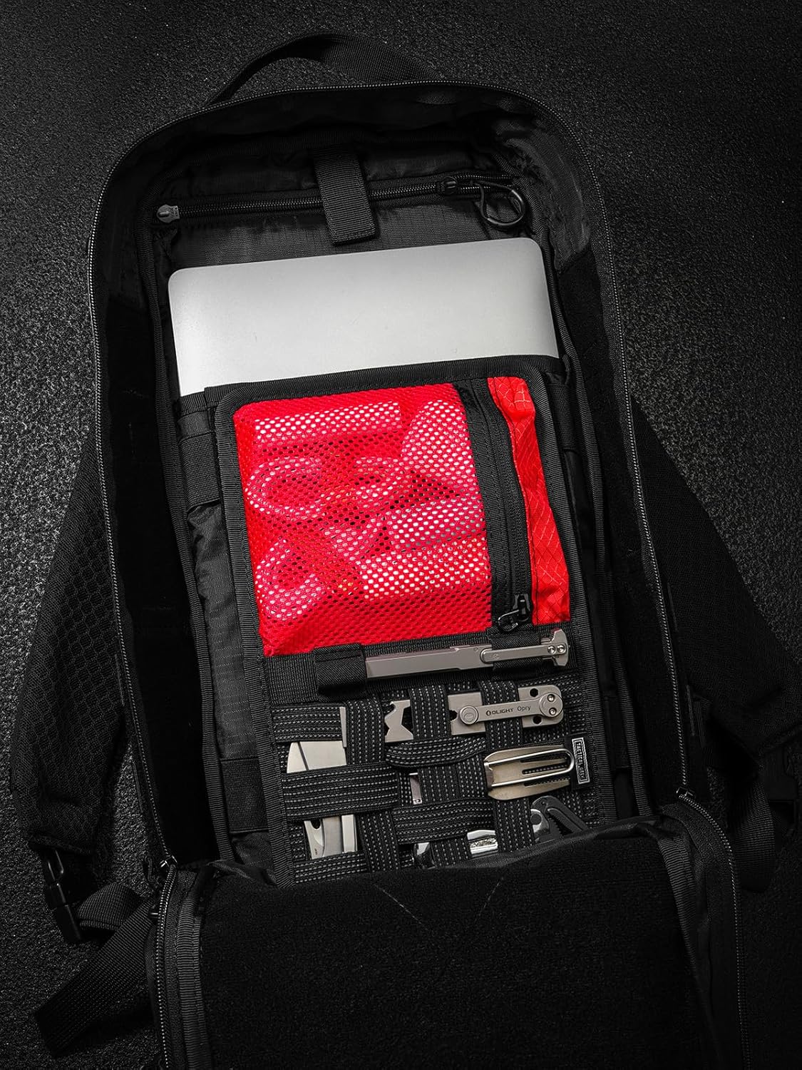 TACTICAL_GEEK EDC Organizer Board, Anti-Slip Elastic Woven Board, Utility Bag Insert Panel for Small Gear, Backpack Accessories (TCM10-Black Red)