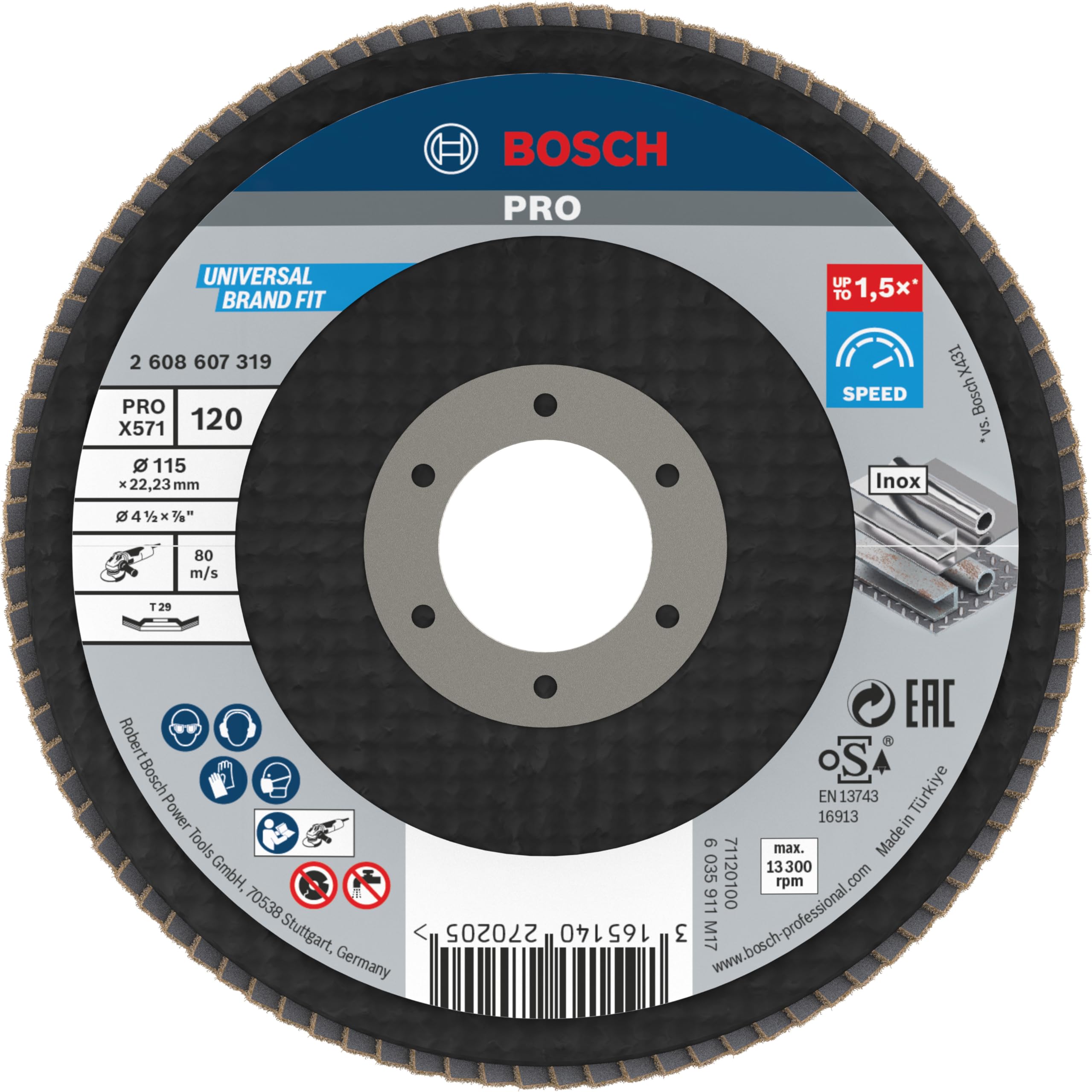 Bosch PRO Zirconium Abrasive Flap Disc 115mm 120g