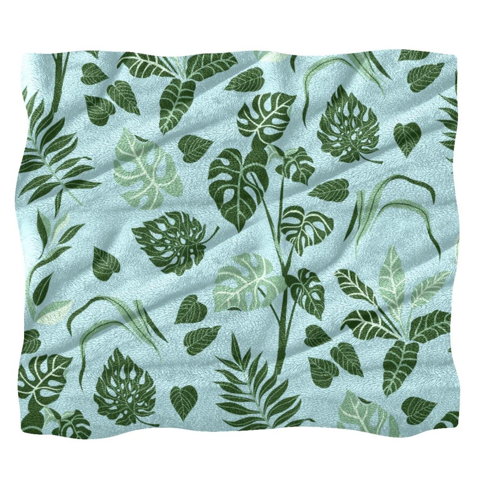 Couvre-lit feuilles de palmier vert d'été doux et moelleux pour lit enfant