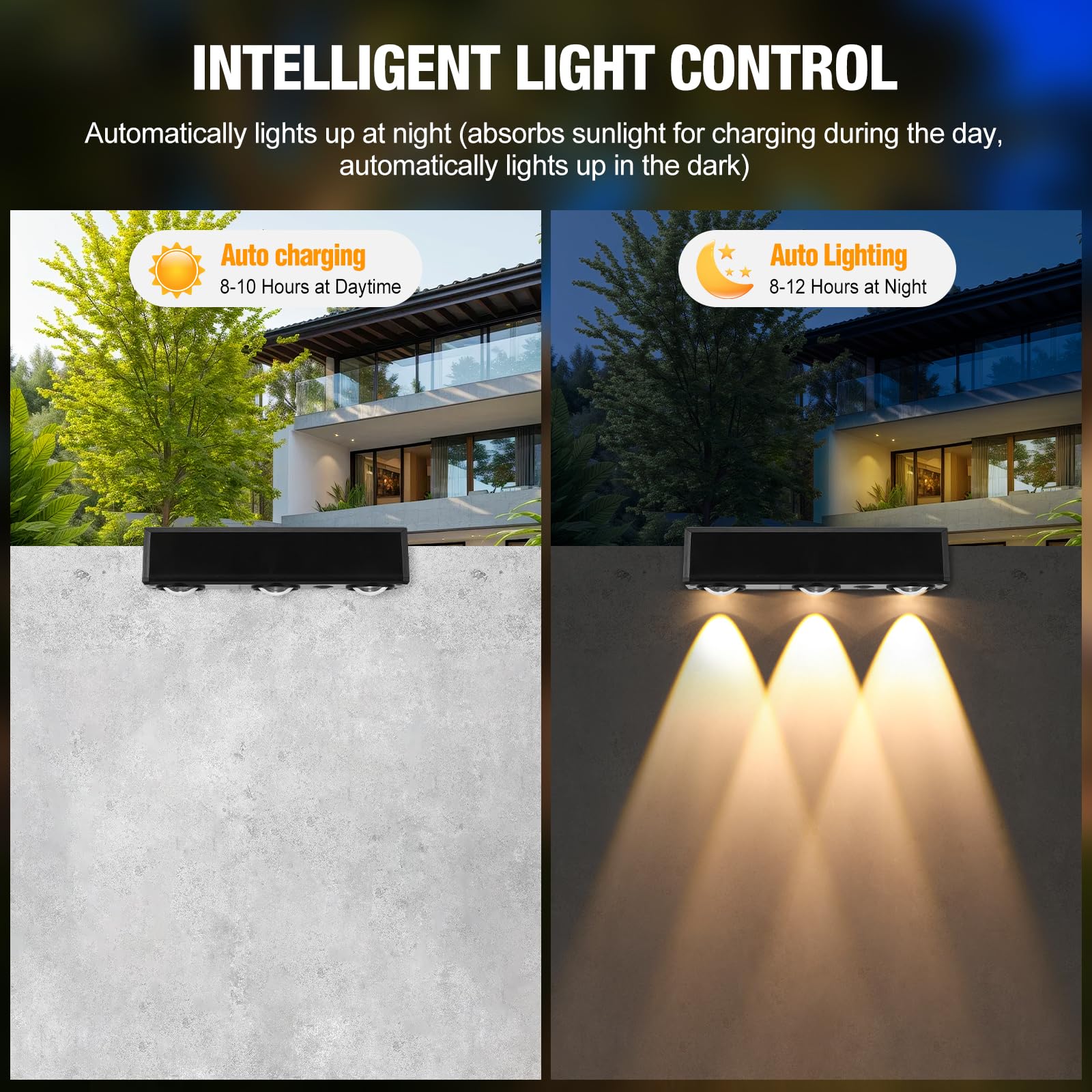 Luci solari da recinzione per esterni, 4 pezzi, per muro, gradino