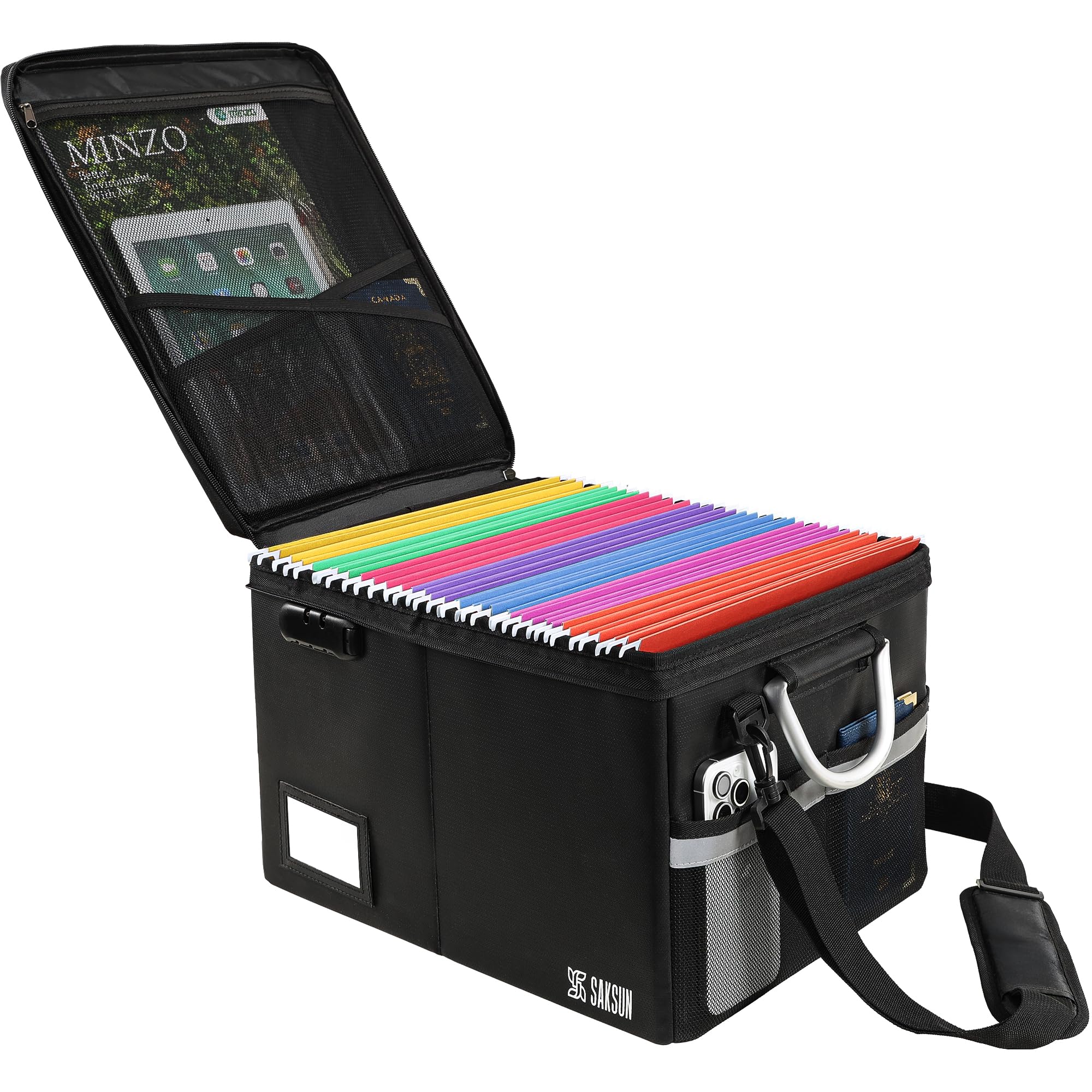 Fireproof Document Box, File Organizer for Hanging File Folders, Portable File Box with Handle, Fire Proof Safe for Home Documents, Office, Important Document Organizer, Safe Box Fireproof Waterproof