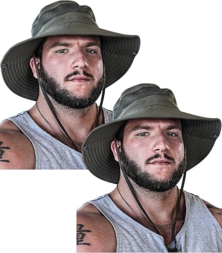 Miniatura 8 de GearTOP - Sombrero de ala ancha para proteger contra los rayos UV UPF 50 para senderismo camping pesca safari