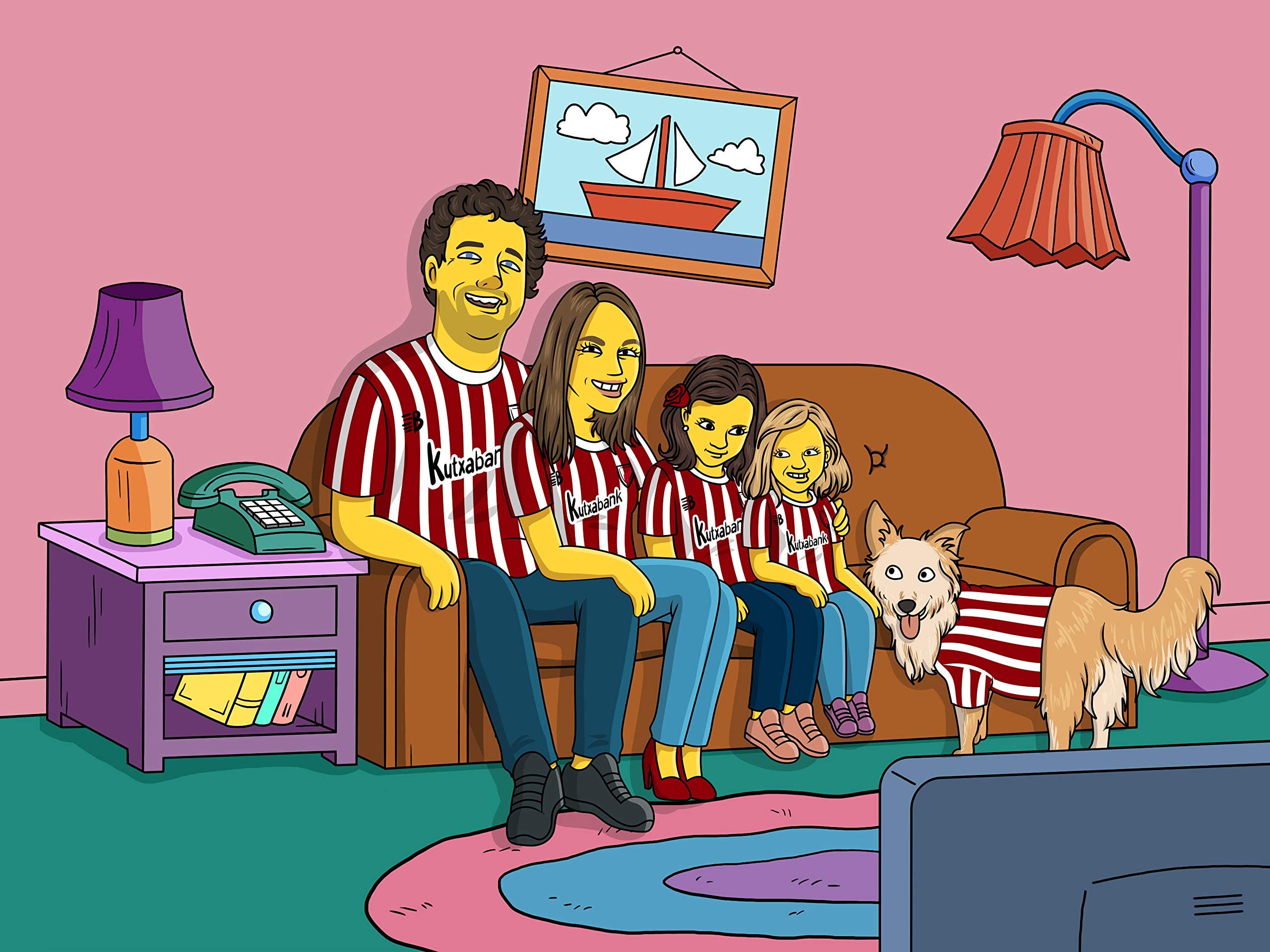 Naisian Ritratto Personalizzato Stile Simpsons. Disegno Corpo Intero. Carta o Digitale. Decorazione per Soggiorno, Camera da Letto o Ufficio