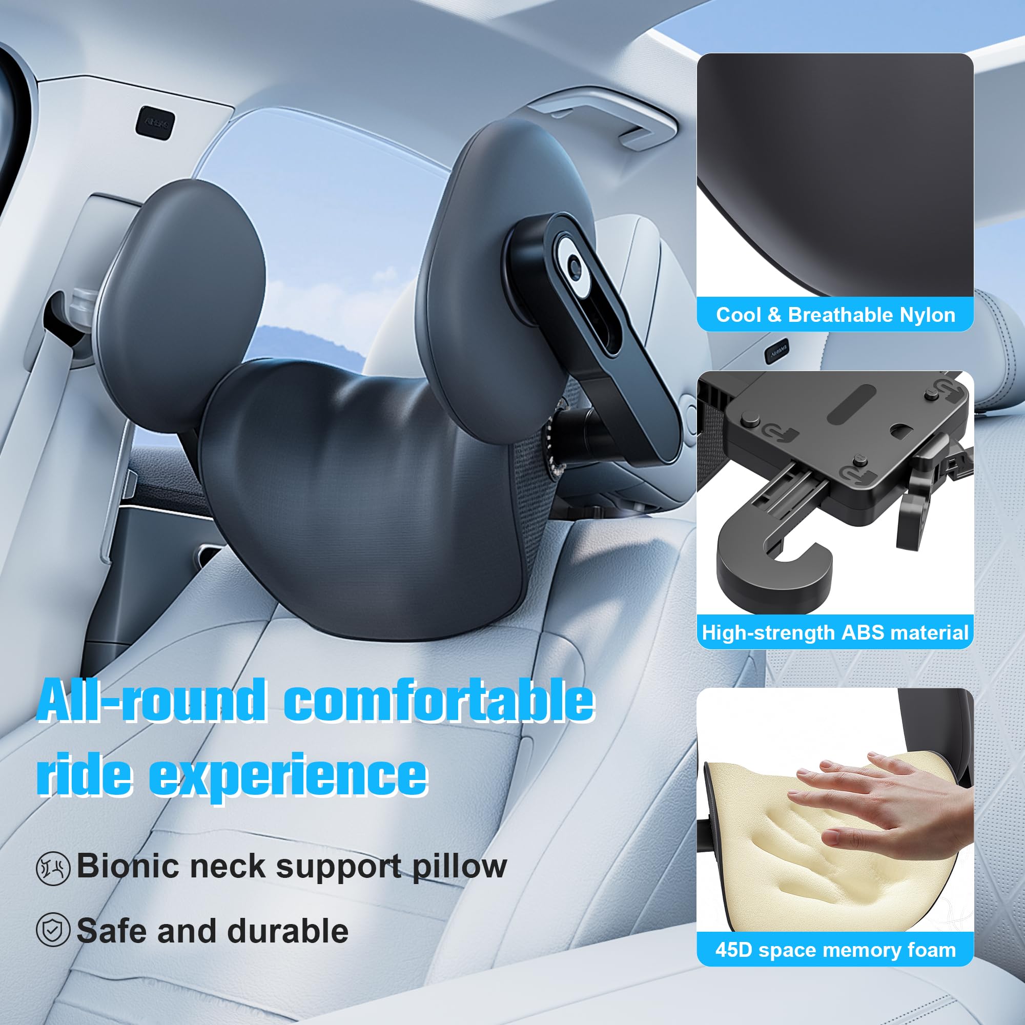 Poggiatesta auto bambini & Poggiatesta auto – 360° girevole, ergonomico, morbida schiuma memory – Supporto collo guida & protezione testa sonno – adulti/bambini – 2026 Nuovo