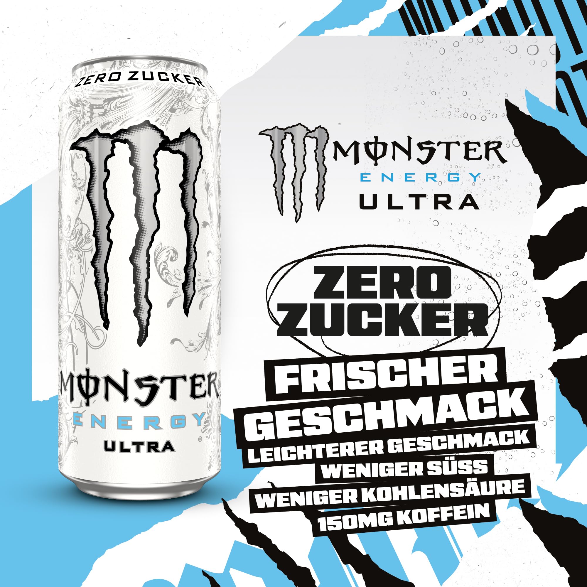 Monster Ultra White, Energy Drink ohne Zucker, Einweg Dosen, 12 x 500 ml – Ansicht 3