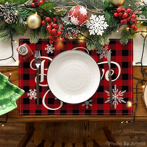 Miniatura 2 de Artoid Mode Christmas Believe Buffalo - Mantel individual a cuadros para mesa de comedor, 12 x 18 pulgadas, para vacaciones de invierno, rústico,