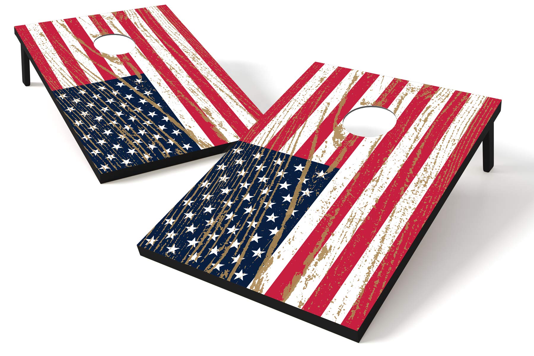 Backyard Champs Corn Hole Outdoor Game USA Stars and Stripes: 2 Regulation MDF Boards and 8 Bean Bags, 2 x 3 Foot