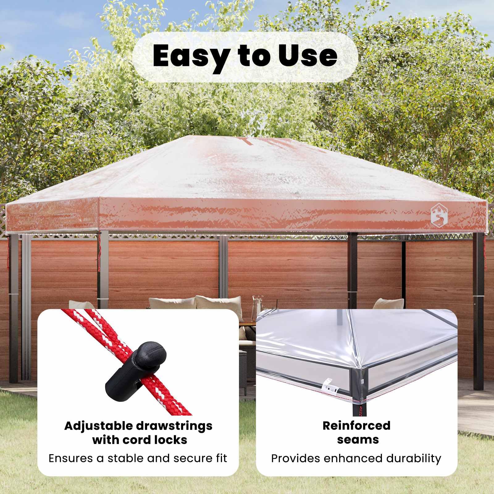 vidaXL Ersatzbezug für Pavillon 300 x 300 x 26 cm Transparent PVC