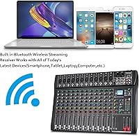 Vista 5 de Mezclador de audio de 12 canales, DT12 Studio, interfaz controladora de sonido para DJ, con unidad USB para entrada de grabación de computadora