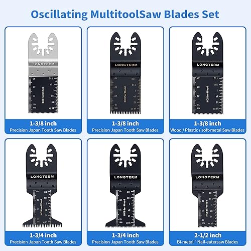 Miniatura 2 de Juego mixto de 21 piezas de hojas de sierra oscilantes para cortar madera y lijar, instalación rápida, se adapta a DEWALT, MAKITA, Milwaukee, Black