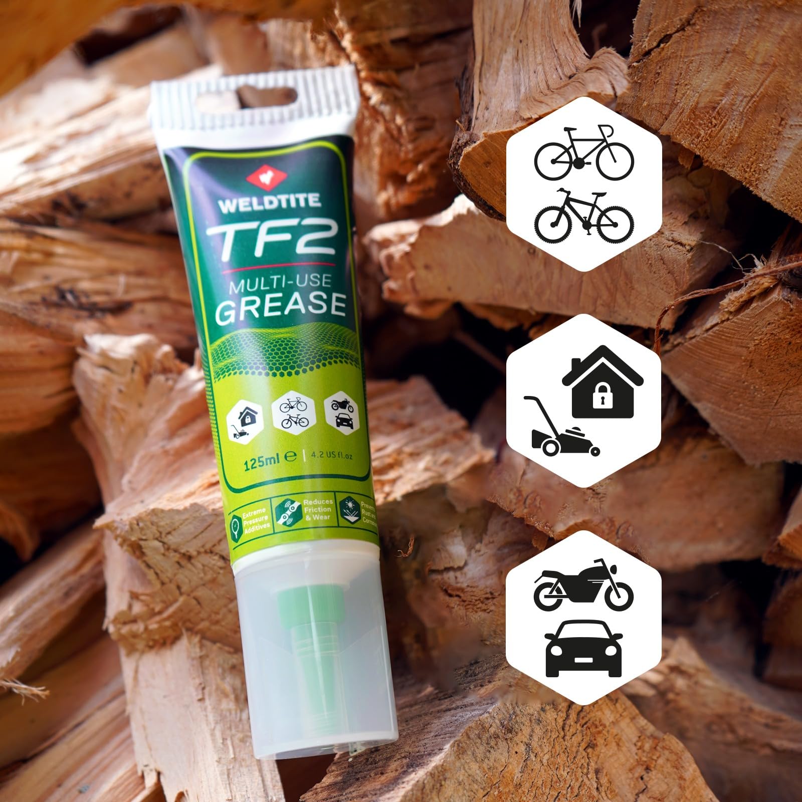 WELDTITE Grasso multiuso per bici (125 ml) - Ideale per serie sterzo, movimenti centrali, mozzi, pedali e sistemi di sospensione