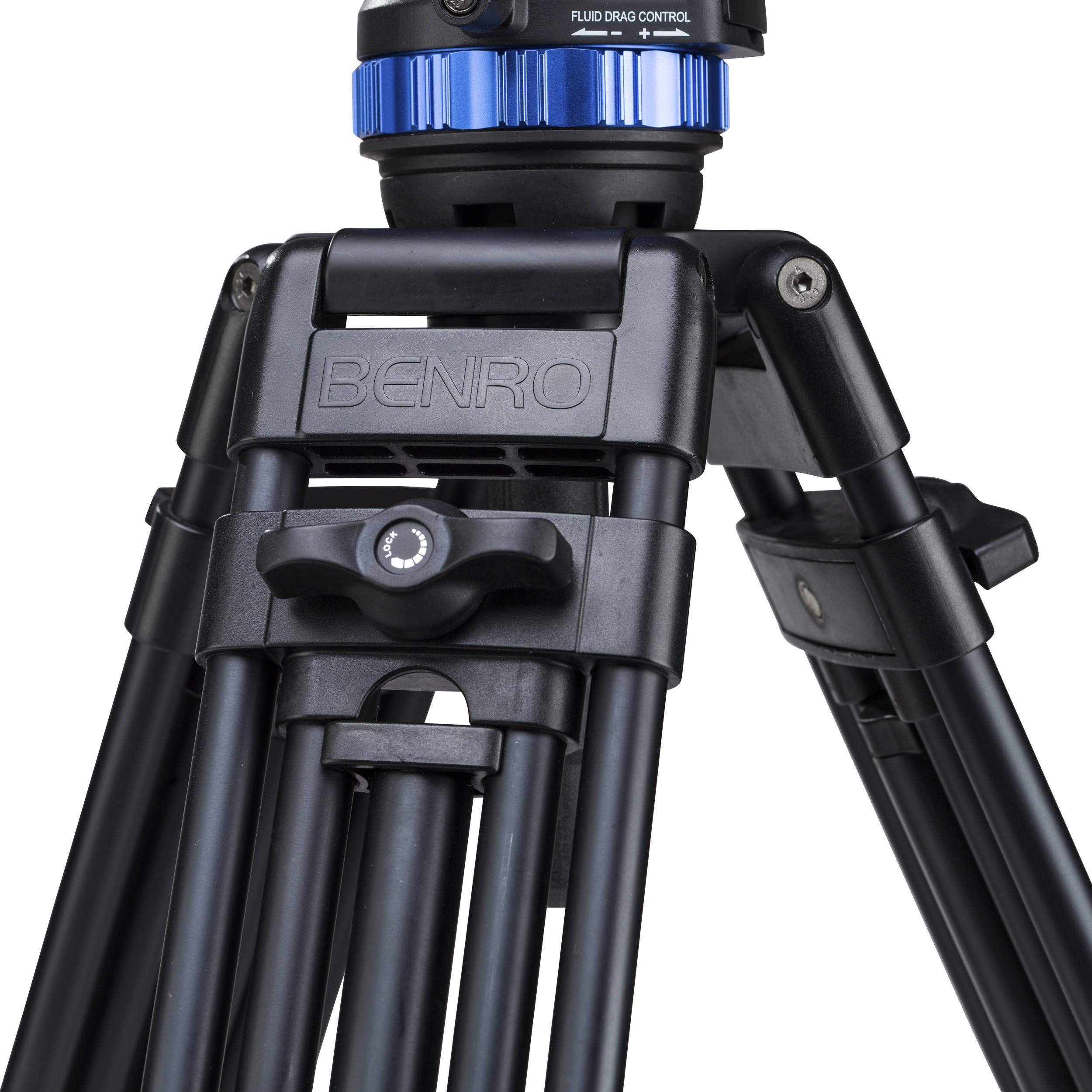 Benro A673TM - Treppiede video a doppio stadio in alluminio e testa S8PRO, ciotola da 75 mm, 3 sezioni delle gambe, leva girevole