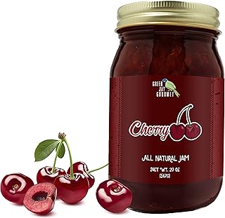 Green Jay Gourmet Cherry Jam - All-Natural Fruit Jam with Cherries & Lemon Juice - Vegan, Gluten-free Jam - Contains No Preservatives or Corn Syrup - Made in USA - 20 Ounces