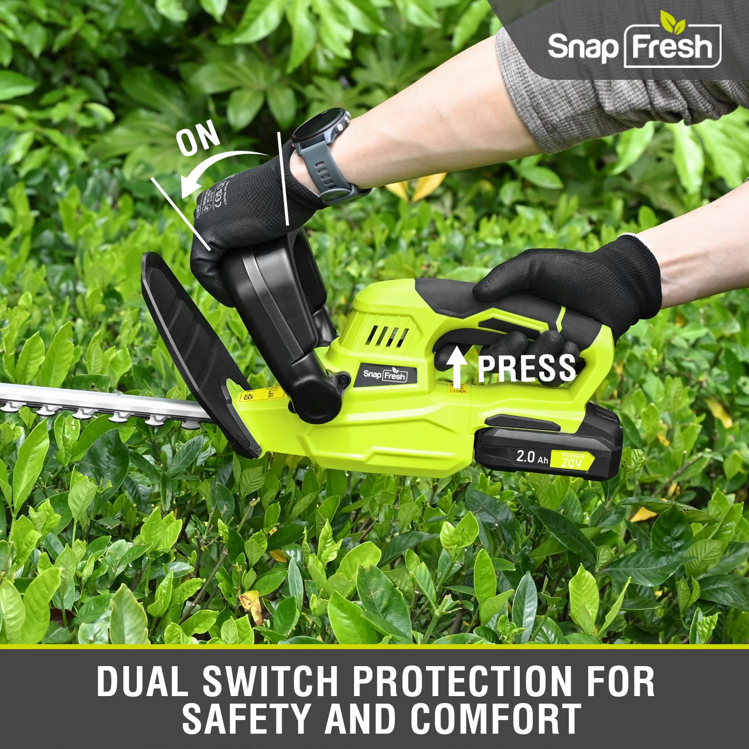 SnapFresh Cordless Hedge Trimmer 20V, 51 cm 2800 SPM Dual-Action