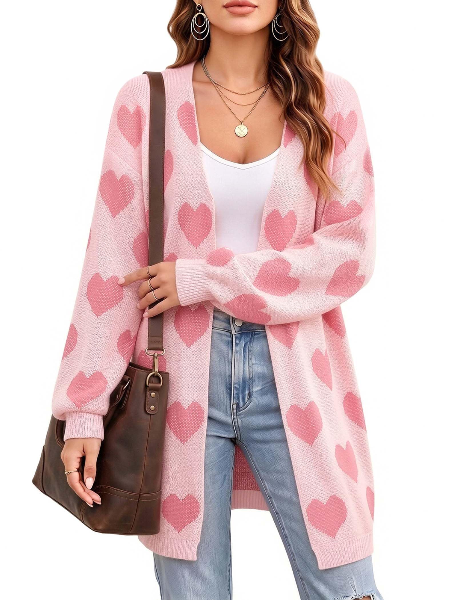 Oversized Long Cardigan Sweaters for Women Cute Heart Fall Coats Outfits
