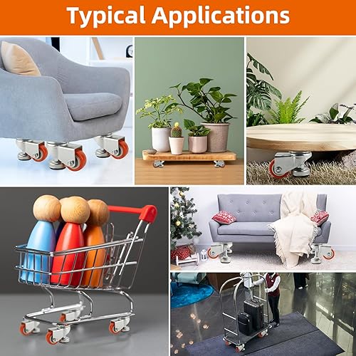 Miniatura 4 de AuInn 4 paquetes de ruedas de nivelación ajustables de 1.58 pulgadas, rueda de pies niveladores, ruedas giratorias de placa, rueda de goma,