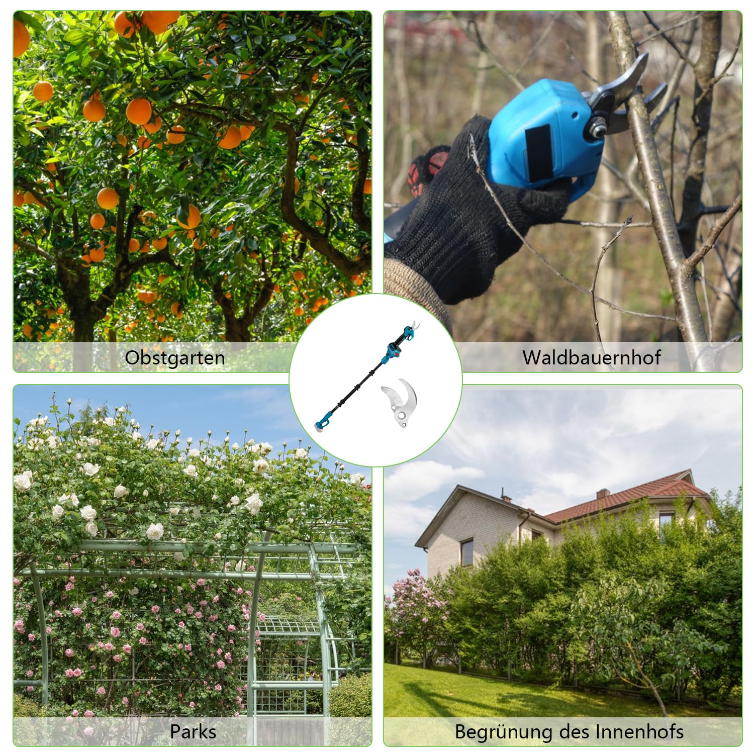 Tijeras de podar con batería 2 en 1 con barra de extensión de 2 m, máx. 30 mm de diámetro de corte, batería compatible con Makita 18 V, motor sin escobillas para podar árboles, cortador de ramas para