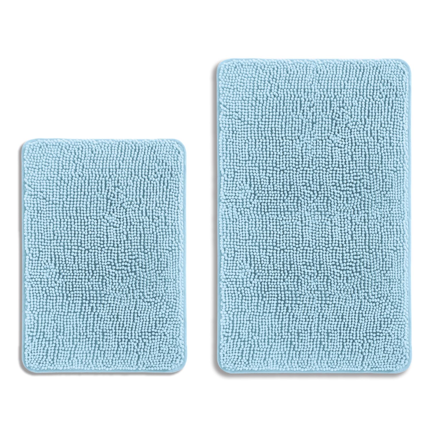 PureSwan Baby Blue Bathroom Rugs Sets 2 Piece – Absorbent and Washable Bath Mat, Non-Slip, Thick Soft Chenille Bath Rugs for Bathroom, Kitchen, Shower, Sink - 17" x 24"+20" x 32" — image 1