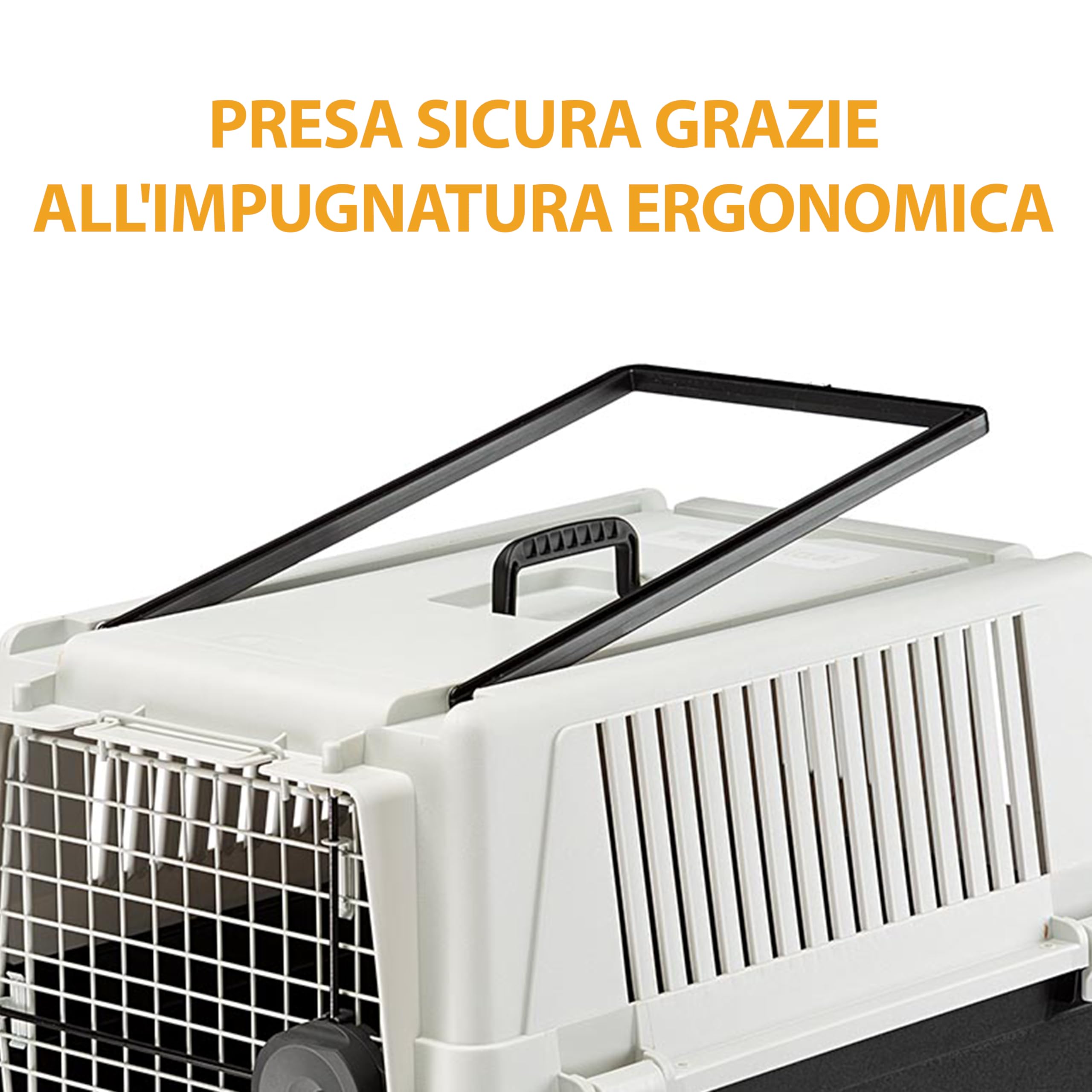 Ferplast Trasportino per cani di taglia media ATLAS 40 PRO, Box per trasporto animali, Porta in acciaio plasticato, Sistema di chiusura di sicurezza, Griglie per l'aerazione, 49 x 68 x h 45,5 cm
