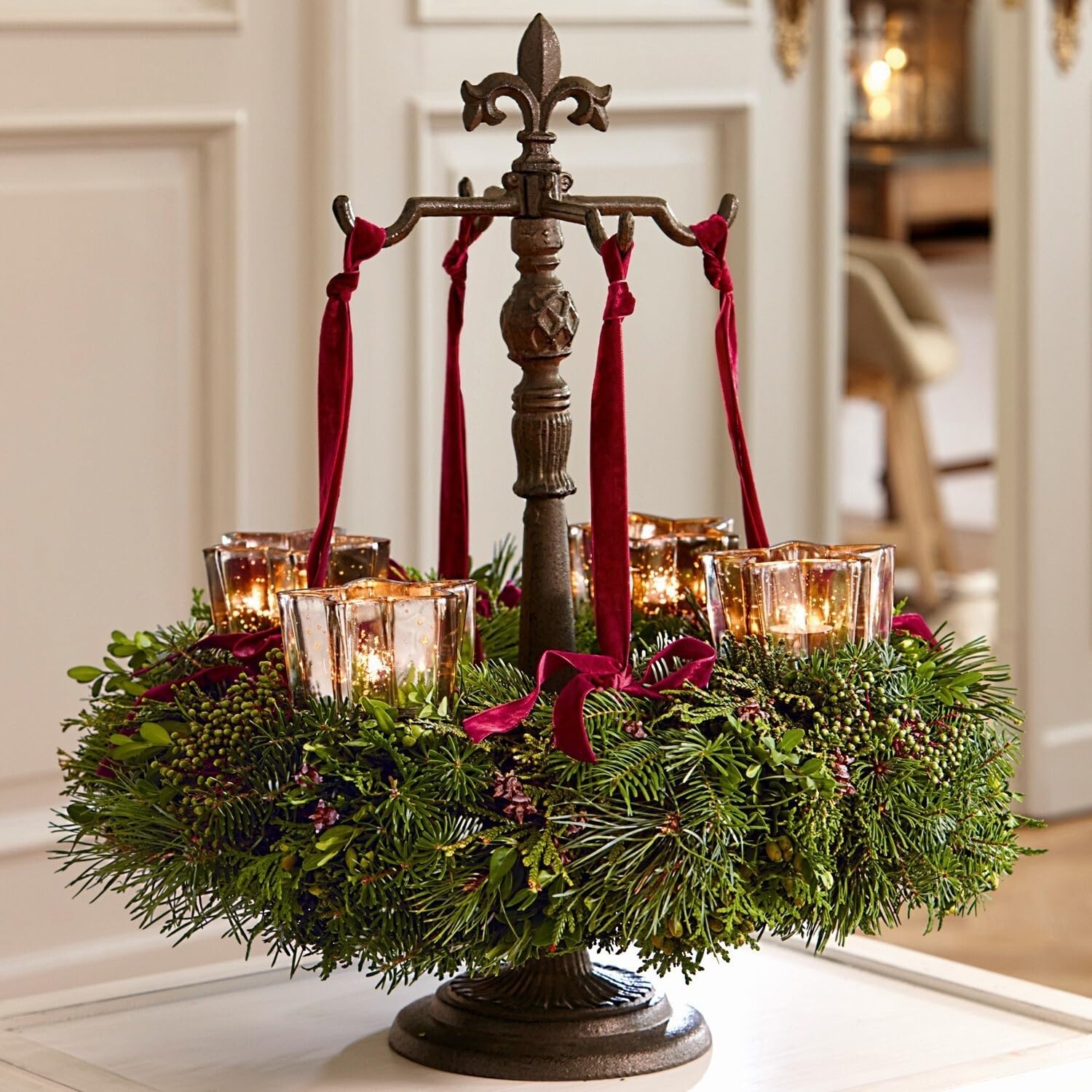Loberon Kranzständer Antwan, Adventskranzständer, Antik-Finish, Advent, Weihnachtsdekoration, Weihnachten, Gusseisen, antikbraun