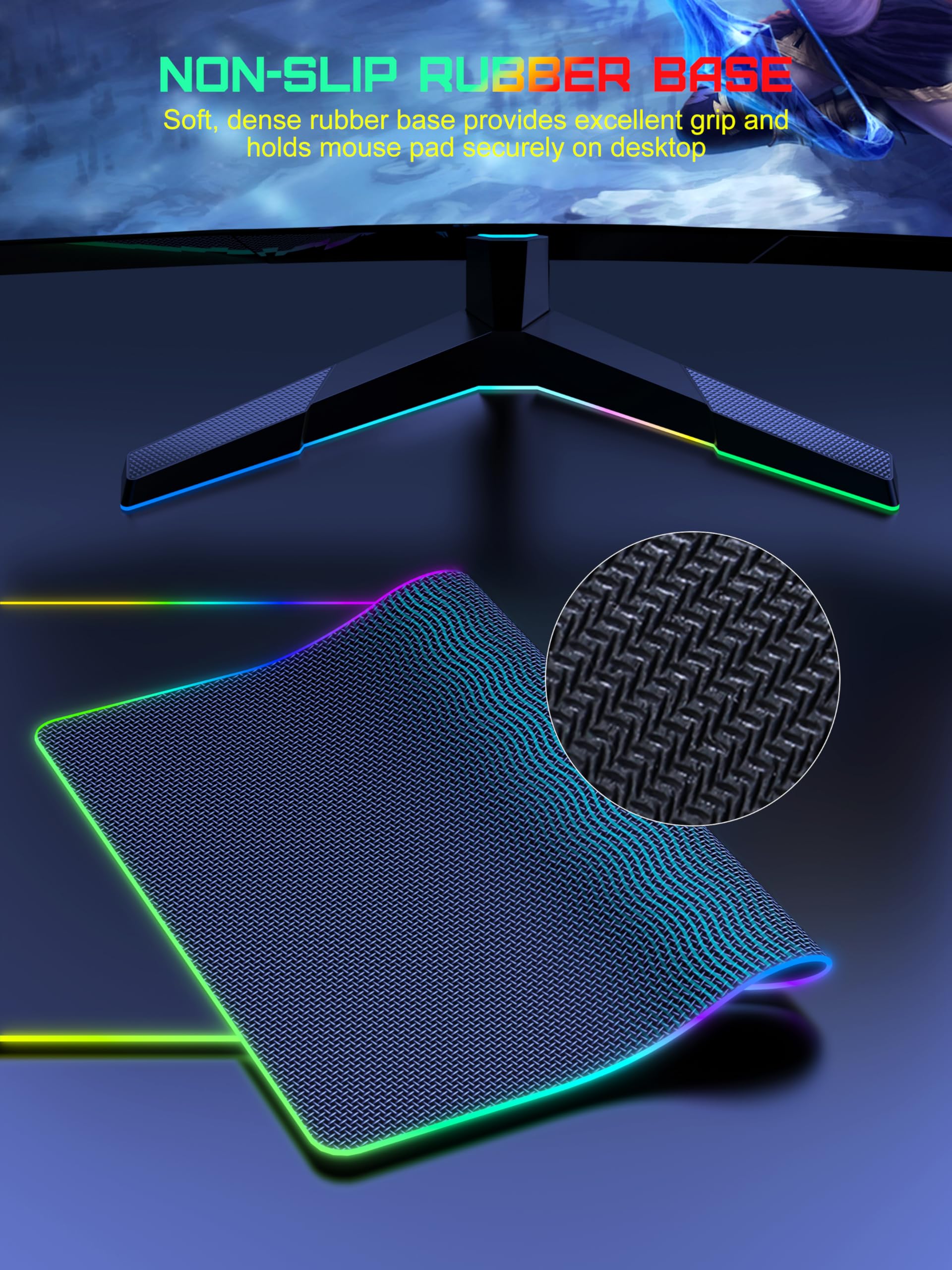 TopMade Alfombrilla de mouse de carga inalámbrica, alfombrilla de mouse RGB para juegos en casa, oficina, 31.5 x 15.8 pulgadas, XXL, alfombrilla de escritorio grande, almohadilla de teclado