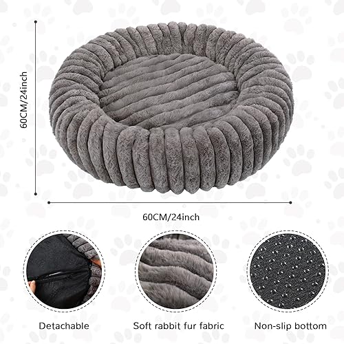 Miniatura 2 de Cama para gatos, redonda, lavable y relajante, cama ultrasuave para cachorros para perros pequeños con parte inferior antideslizante (24 x 24