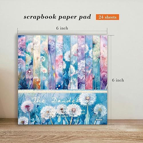 Miniatura 10 de Bloc de papel de recortes estético azul, 24 hojas de 6 x 6 pulgadas, diseño estampado, decoración de boda, para hacer tarjetas, suministros