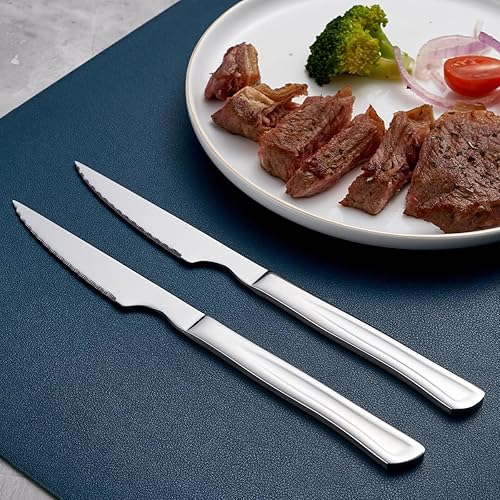 Miniatura 2 de Juego de cuchillos de carne plateados, juego de 6 cuchillos de cocina de acero inoxidable y cuchillos de cocina, cuchillos de carne dentados