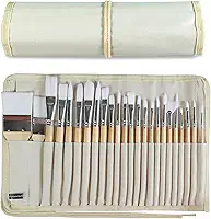 Conjunto de 24 pincéis de madeira com estojo de tela, profissional para pintura a óleo, acrílico e aquarela